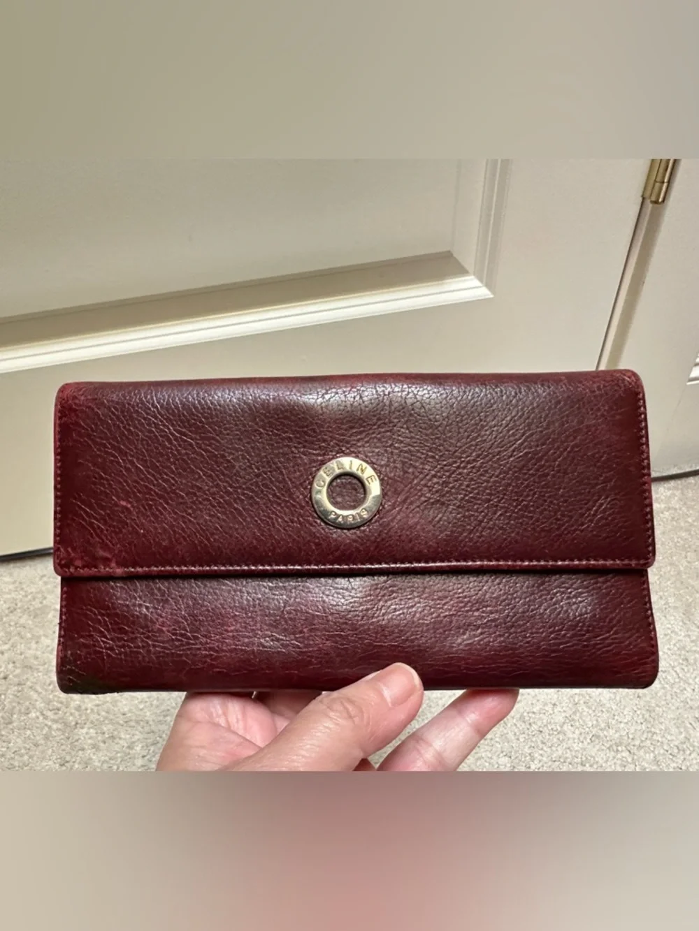 Authentic Celine Burgundy Leather Satchel with Bonus Long Wallet - Picture 12 of 16
